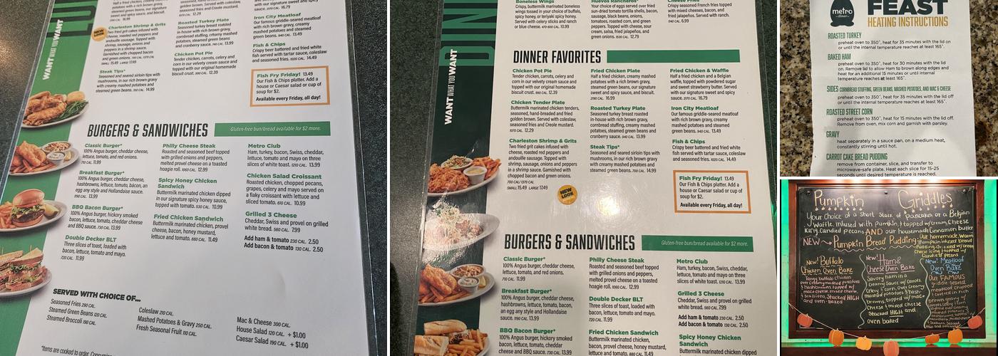 Metro Diner Menu