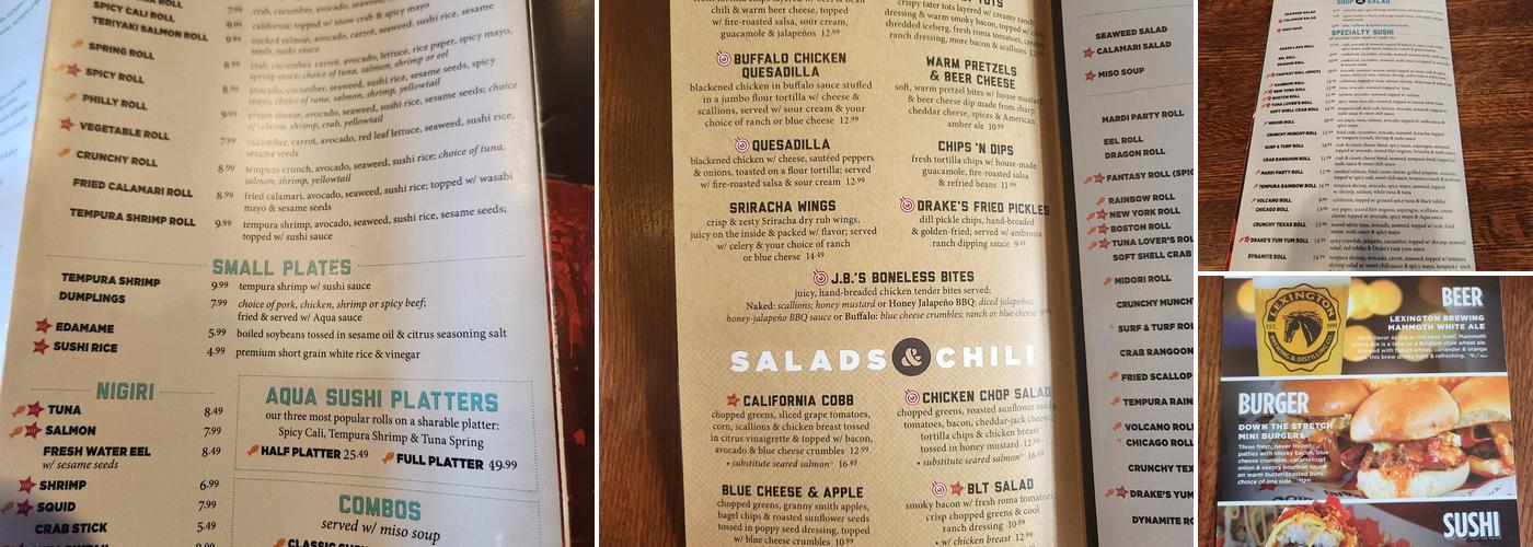 Drake's Bristol Menu