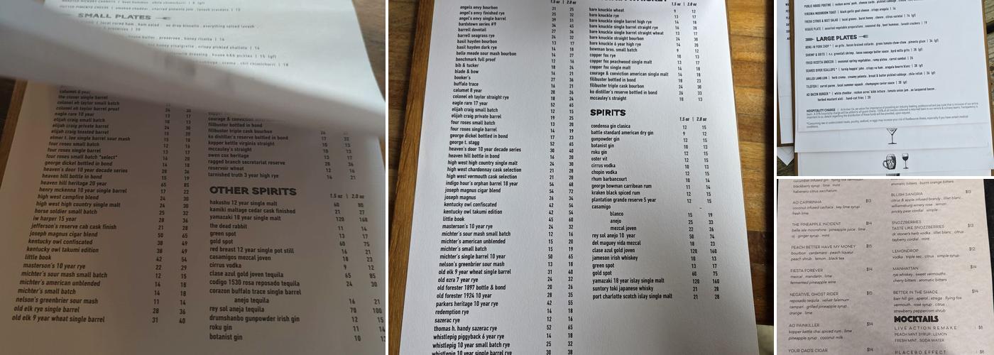 Amber Ox Public House Menu