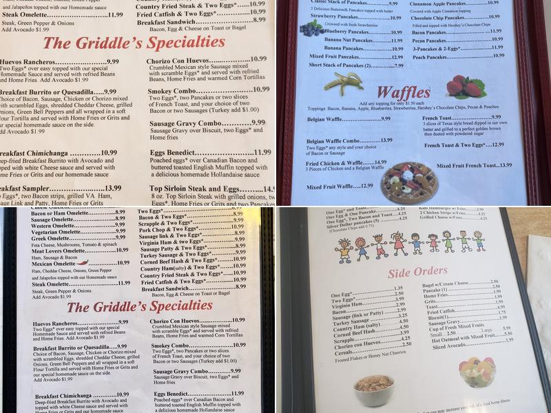 The Smokey Griddle Pancake House Menu