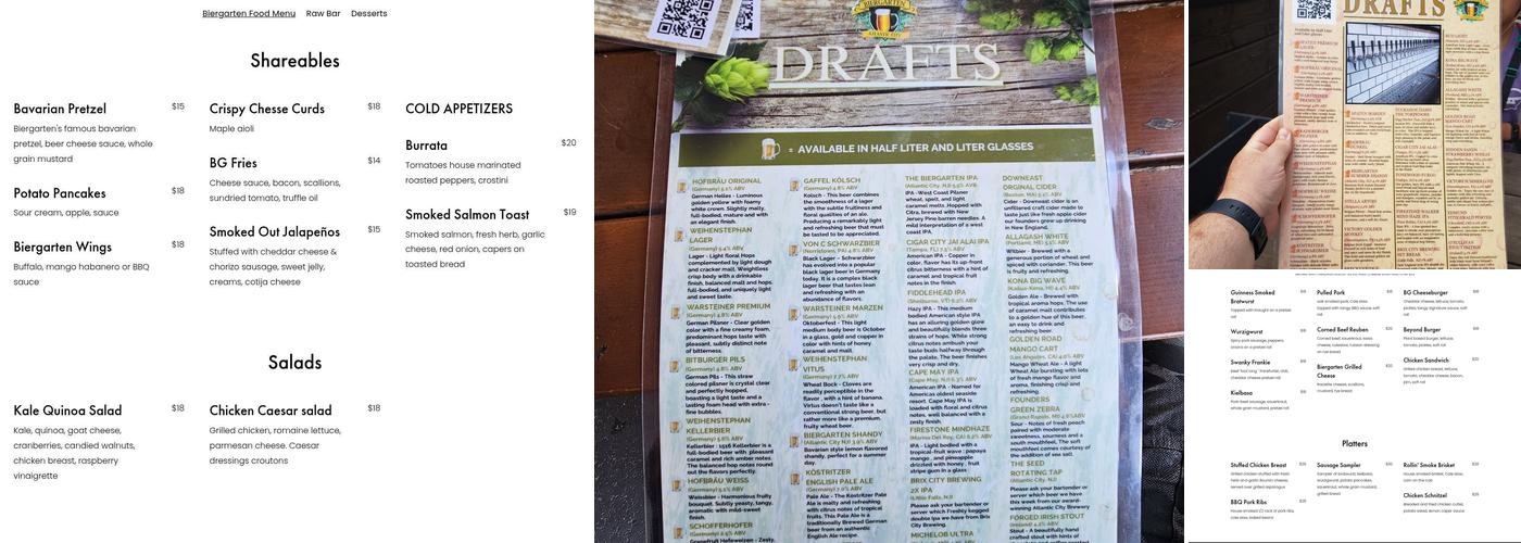 The Biergarten Atlantic City Menu