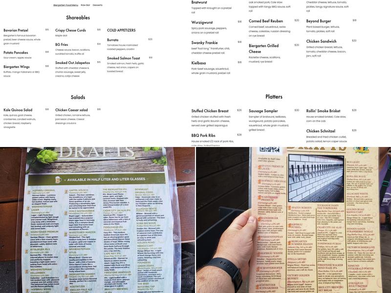 The Biergarten Atlantic City Menu