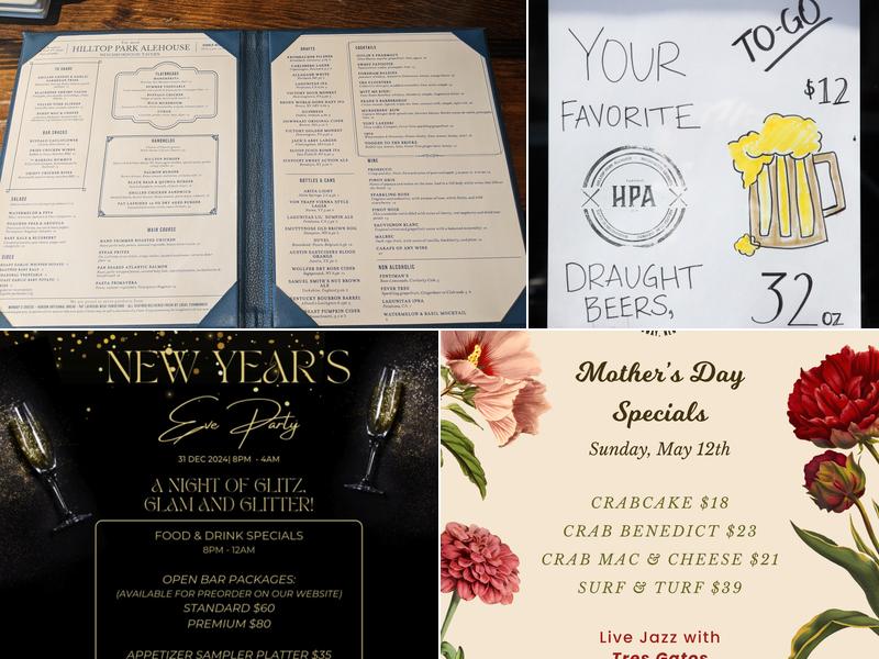 Hilltop Park Alehouse Menu