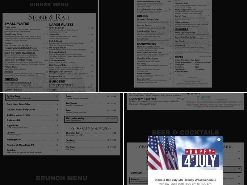 Stone & Rail Menu