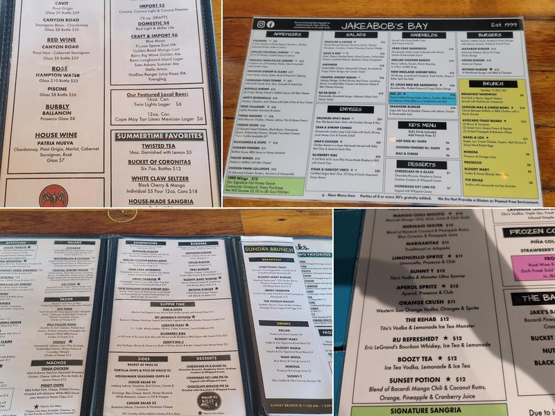 JakeaBob's Bay Menu