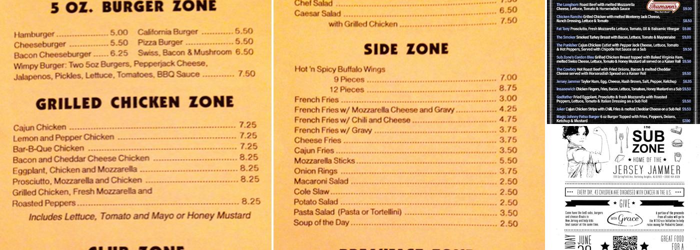 Sub zone Menu