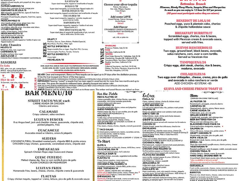 Lolita's Mexican Cantina Menu