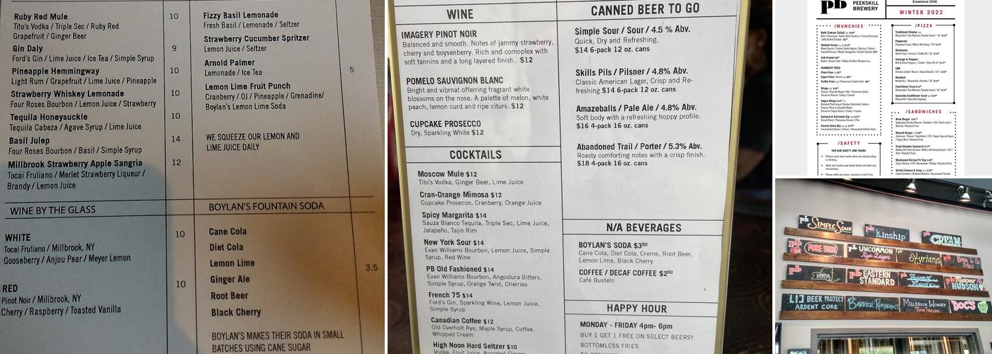 The Peekskill Brewery Menu