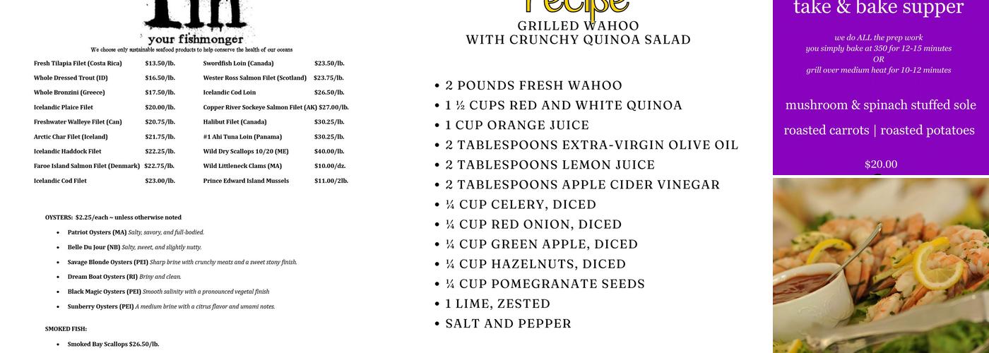 fin - your fishmonger Menu