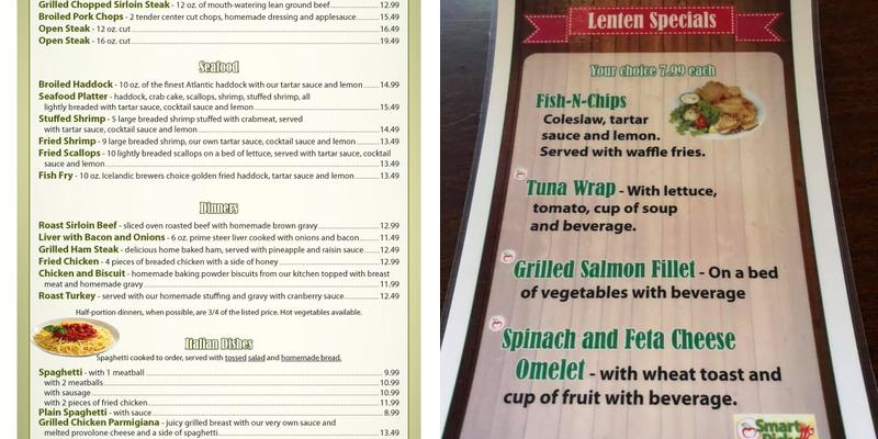 Cascade Inn Menu