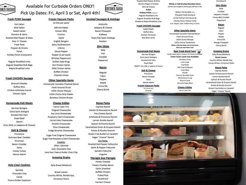 Costanza Sausage Retail Store Menu