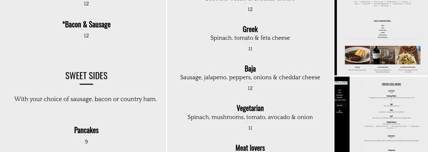 Fresh Chef Kitchen Menu