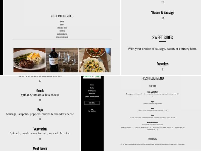 Fresh Chef Kitchen Menu