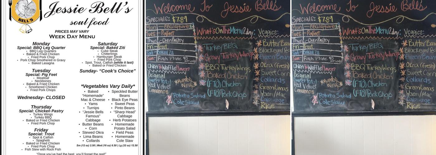 Jessie Bell's Restaurant Menu