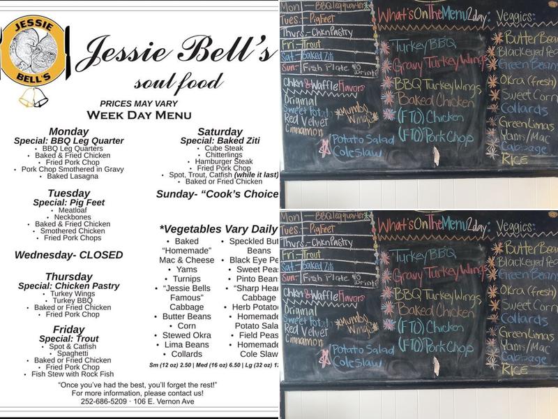 Jessie Bell's Restaurant Menu