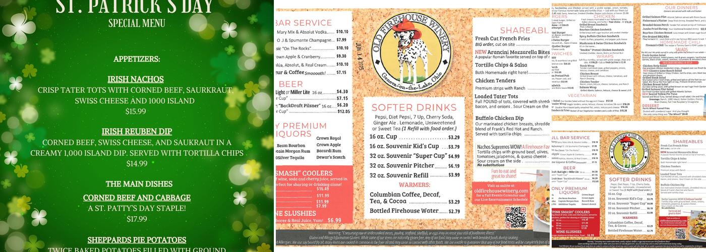 Old Firehouse Winery Menu