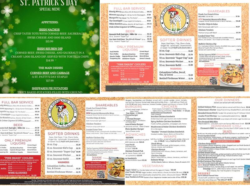 Old Firehouse Winery Menu
