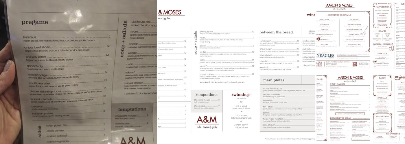 Aaron & Moses Menu