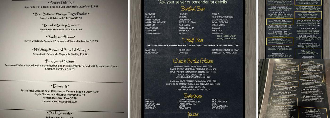 Fisher's American Tavern Menu