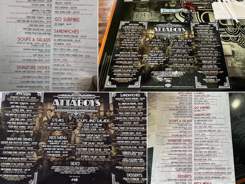 Attaboys Comfort cuisine Menu