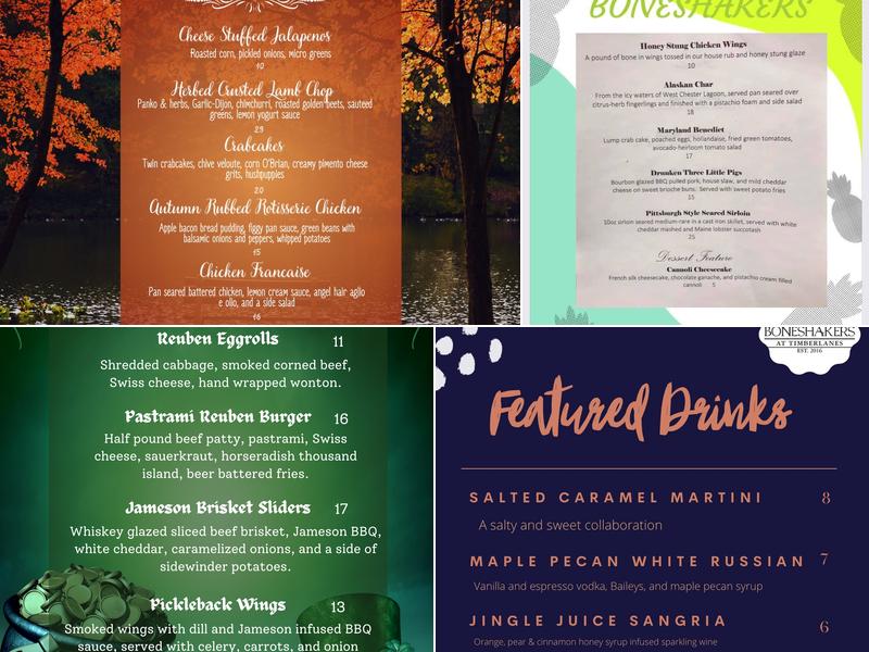 The Timberlanes Complex Menu