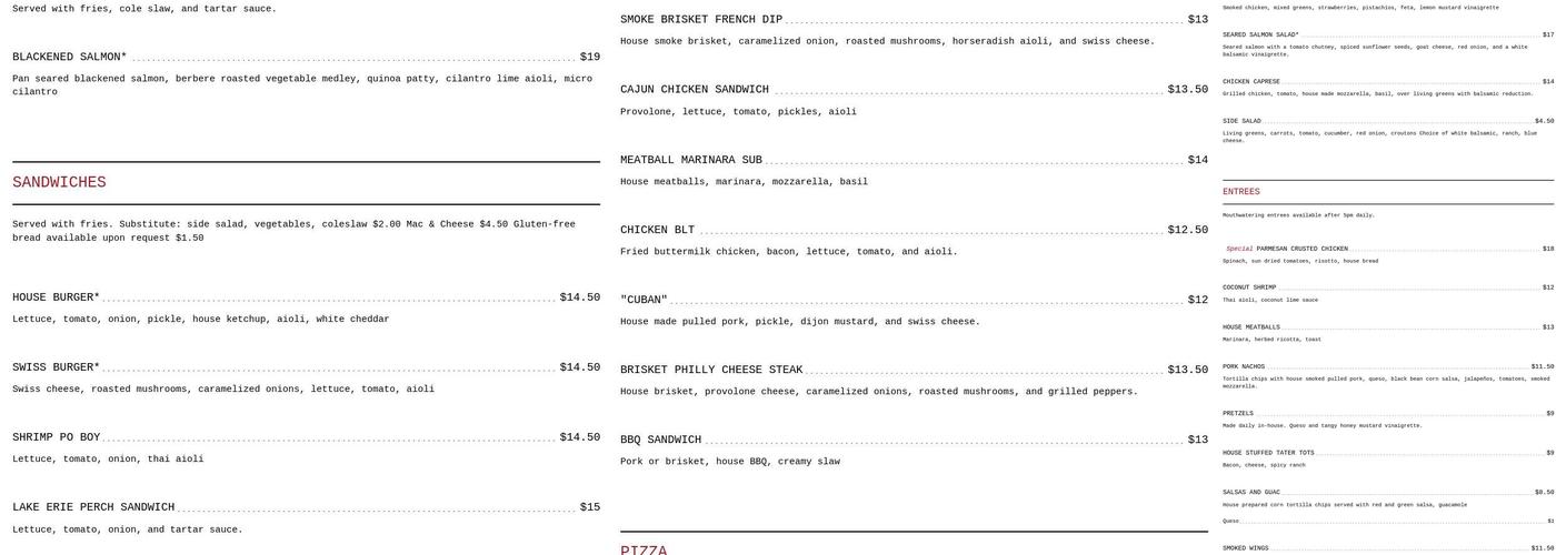 Knotty Pine Brewing Menu