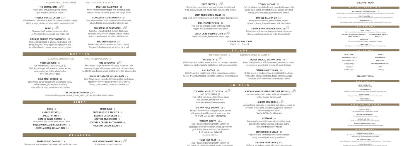 Fireside Grill Menu