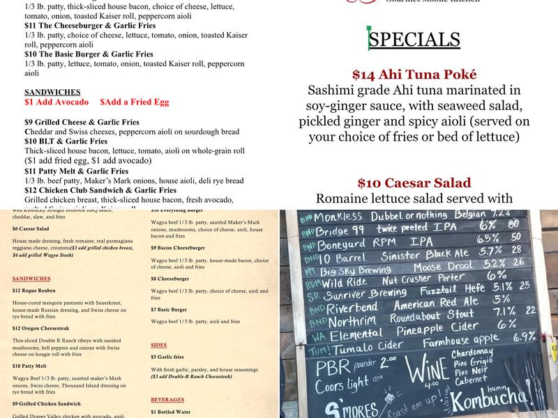 The Rogue Chef Mobile Kitchen Menu