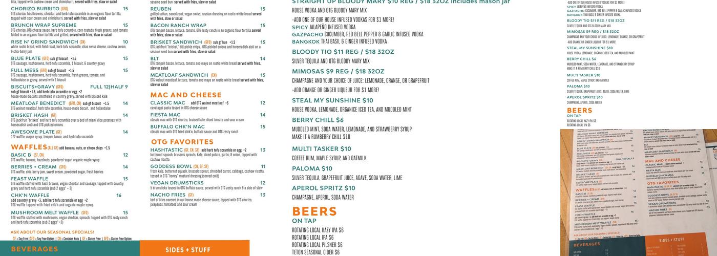 Off The Griddle Menu