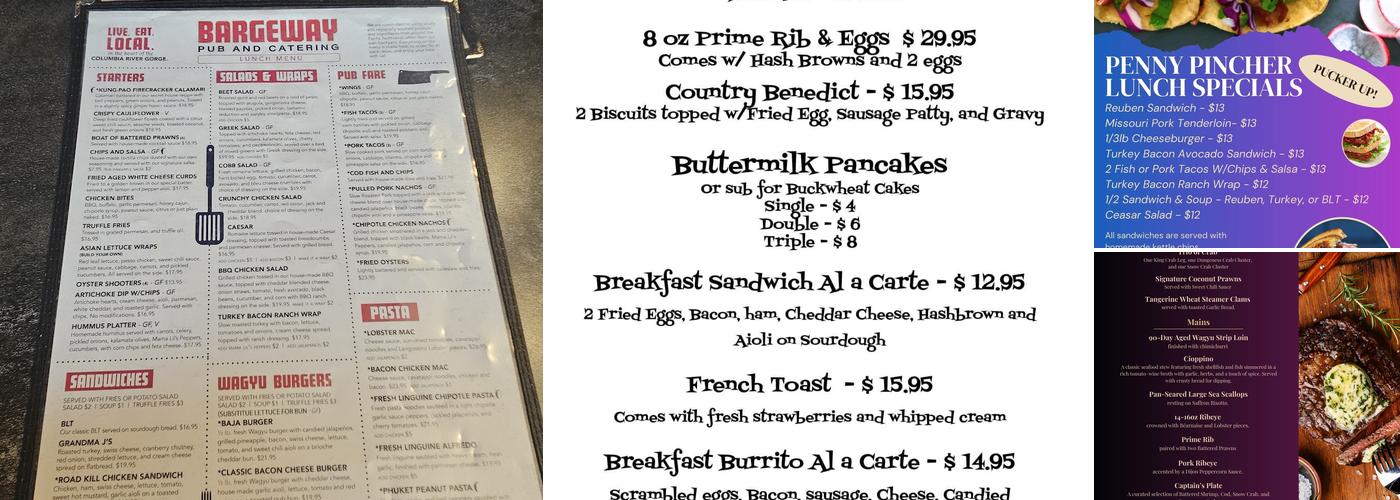 Bargeway Pub Menu