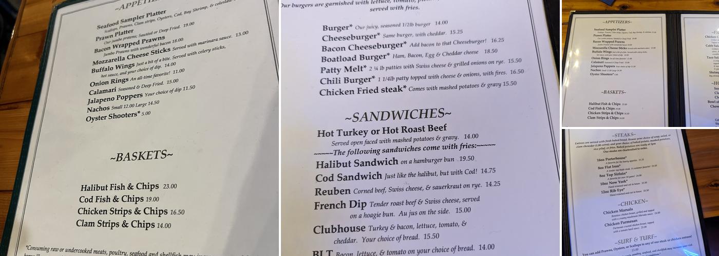 Newport Steak & Seafood Menu