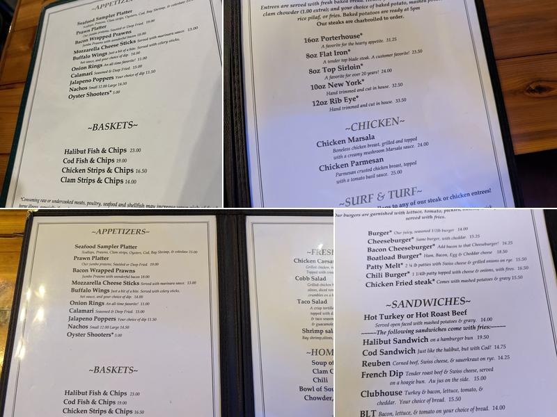 Newport Steak & Seafood Menu