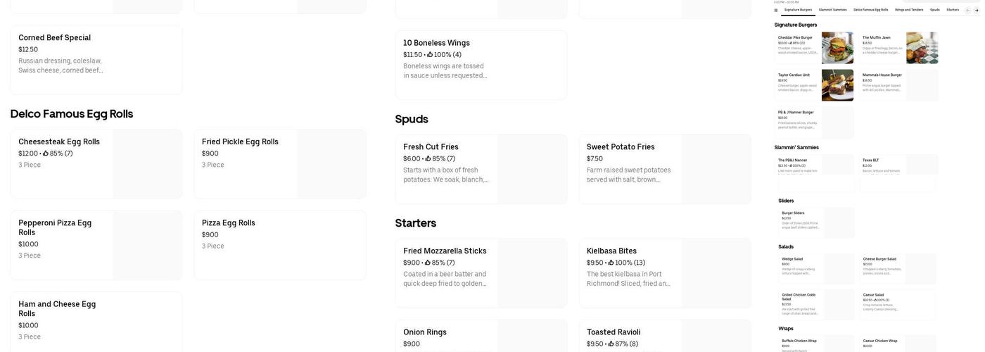 Tumble Inn Menu