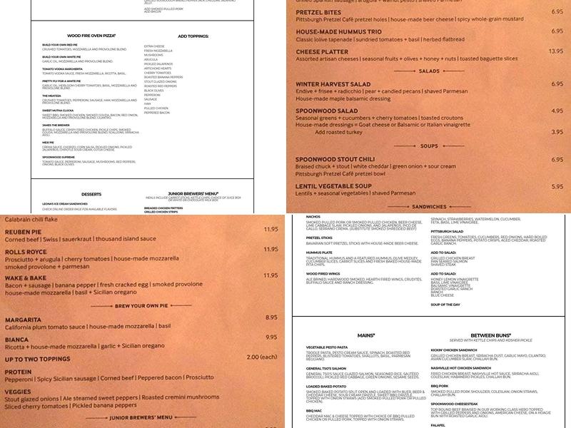 Spoonwood Brewing Company Menu