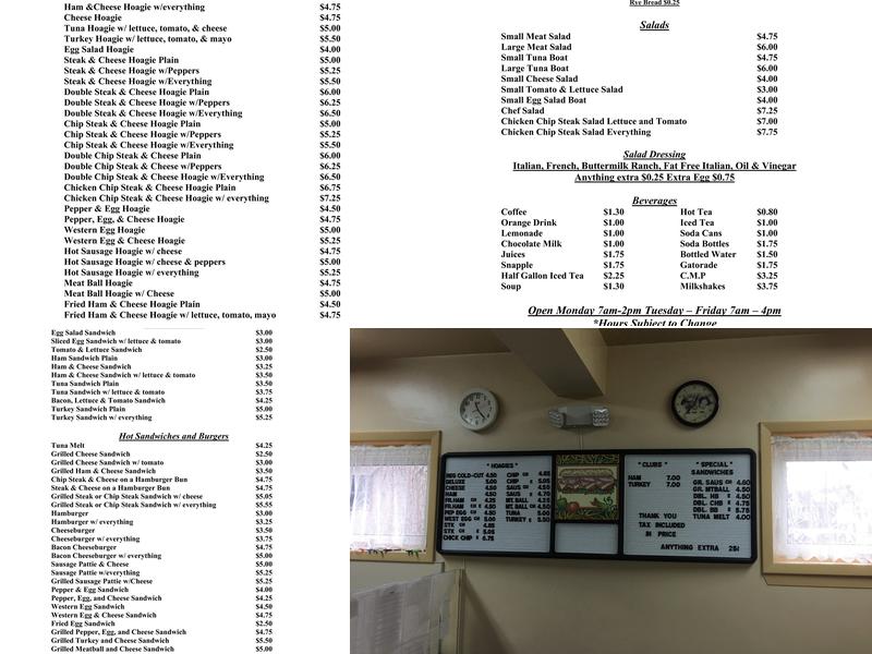 Third Base Luncheonette Menu