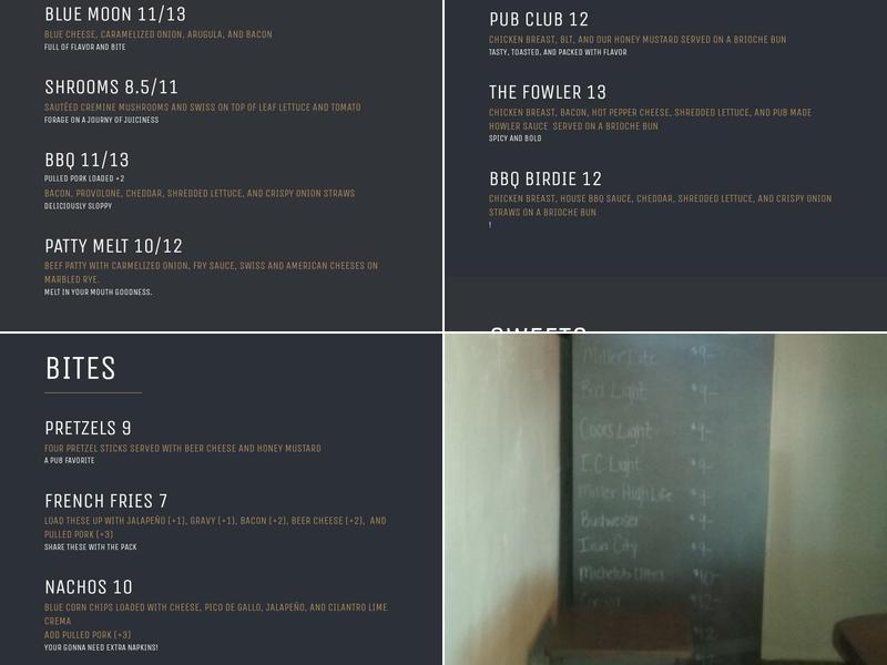 Wolf's Pub Menu
