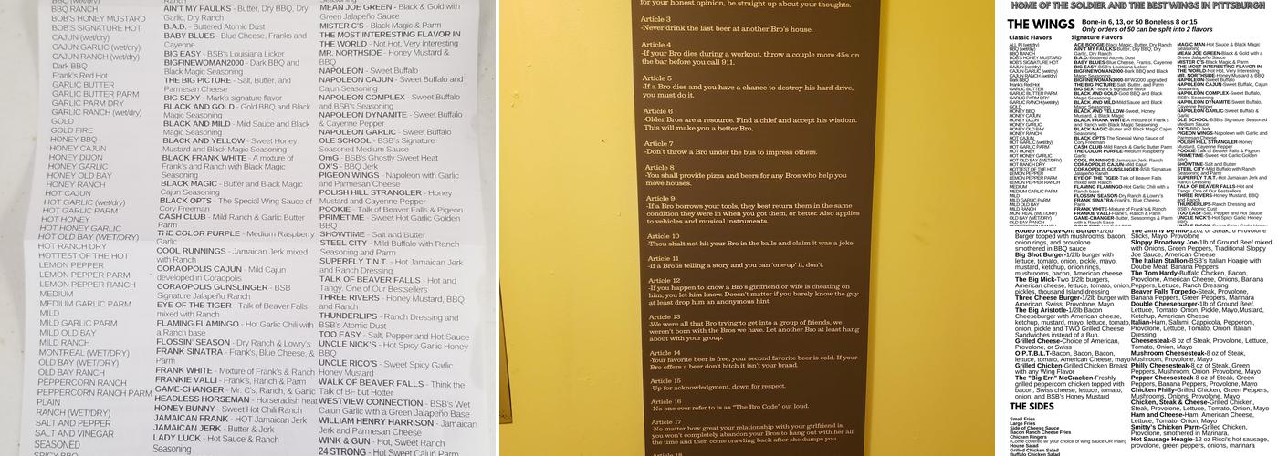 Big Shot Bob's House of Wings Menu