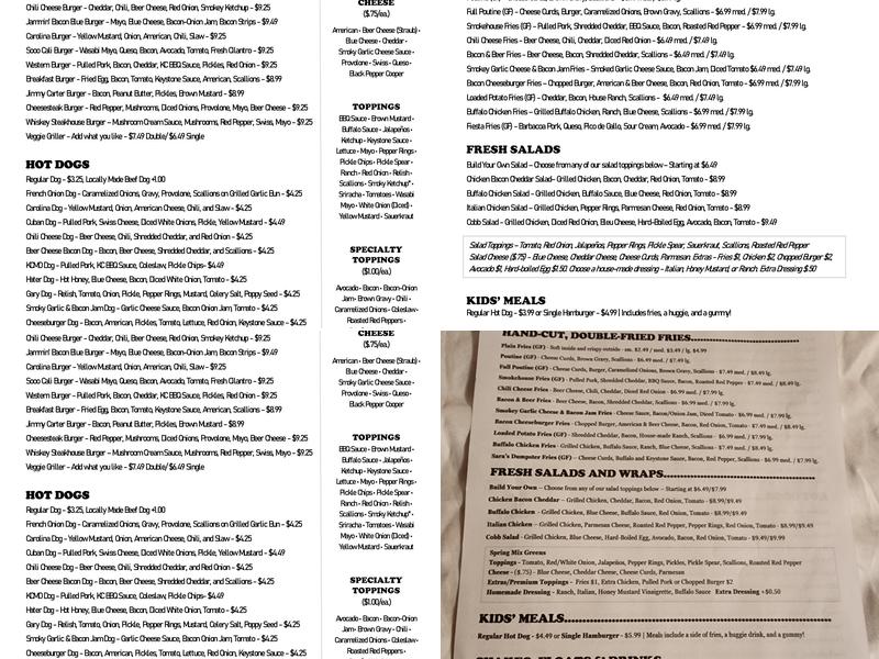 Keystone Corner Lunch Menu