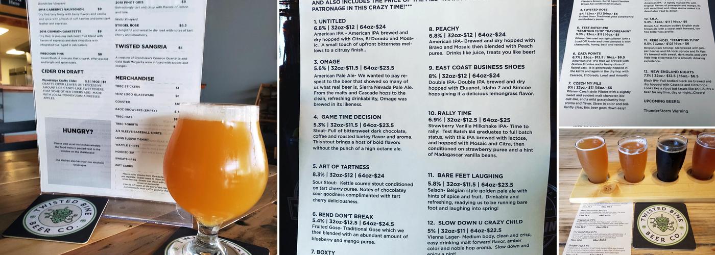 Twisted Bine Beer Co. Menu