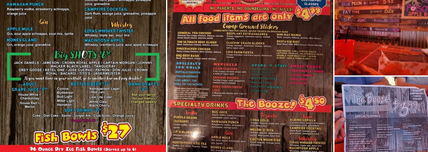 Camp Nowhere Menu