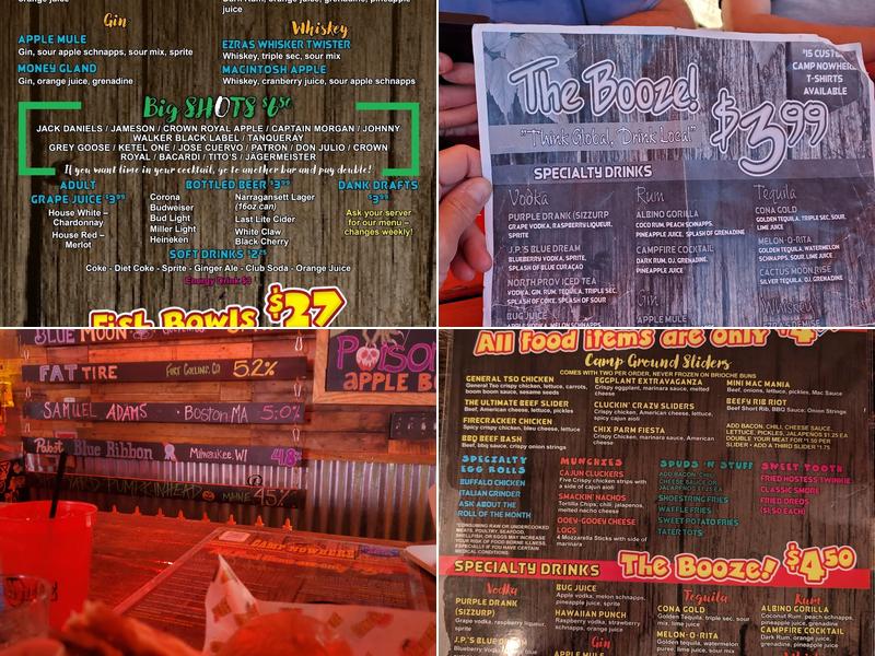 Camp Nowhere Menu