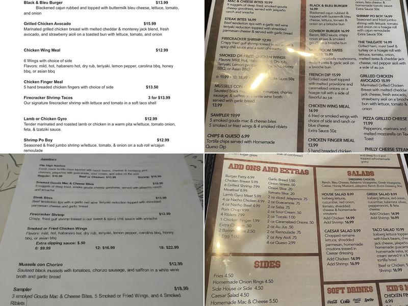 Tailgate Tavern Menu