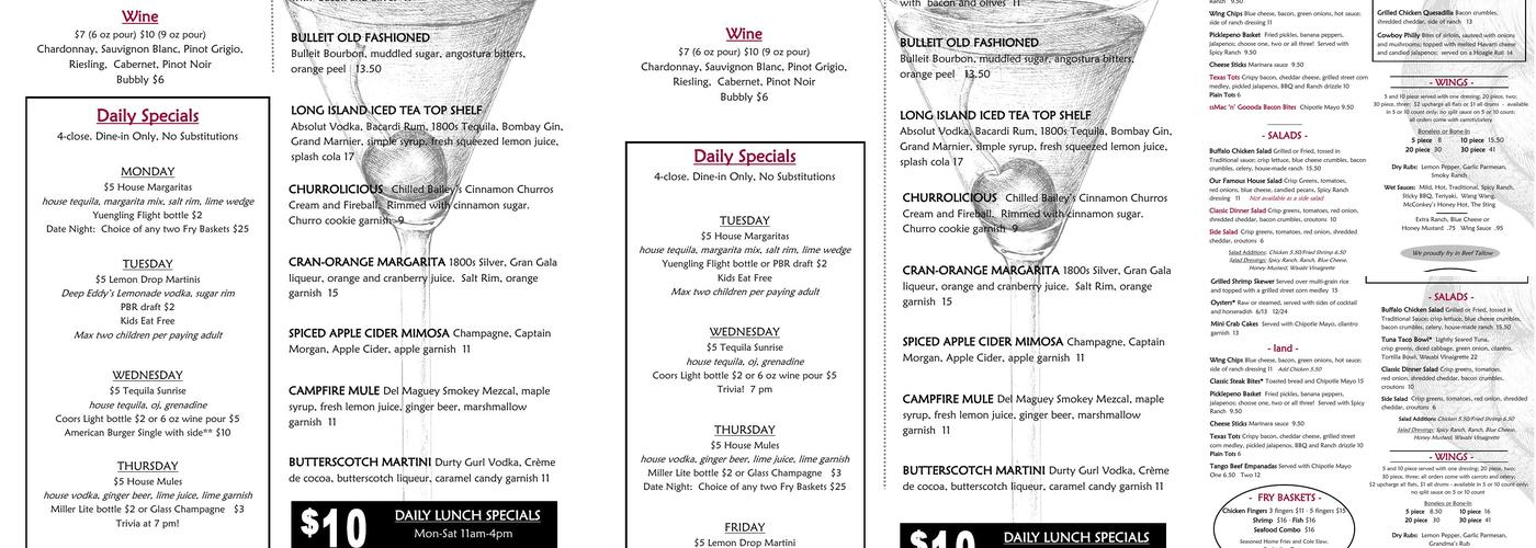 WingPlace Patio Menu