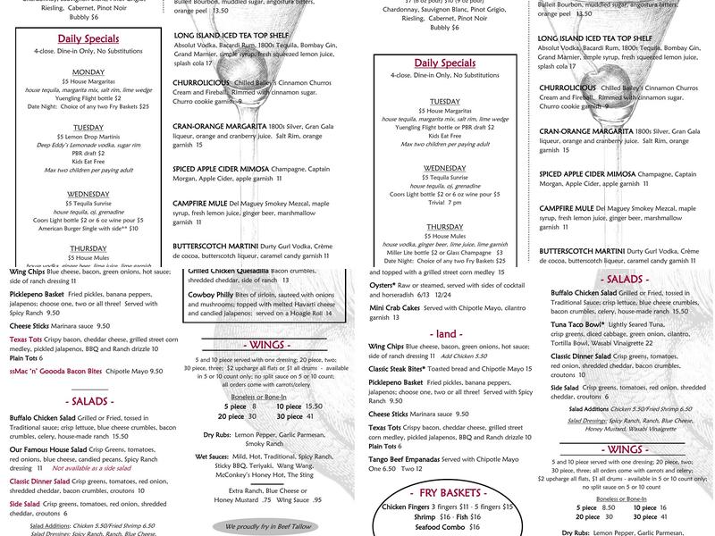 WingPlace Patio Menu