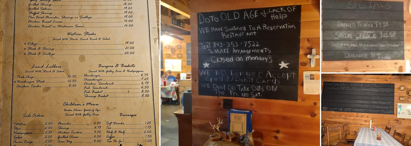 Luvans Old South Fish Camp NO CARDS Menu