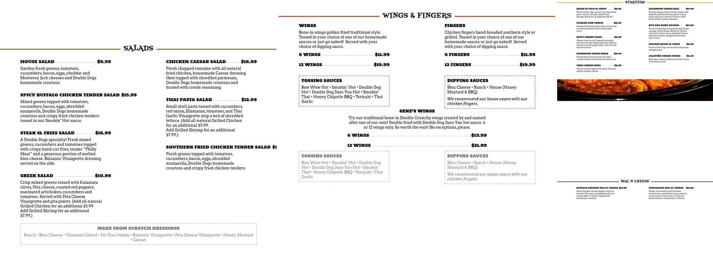 Double Dogs Menu