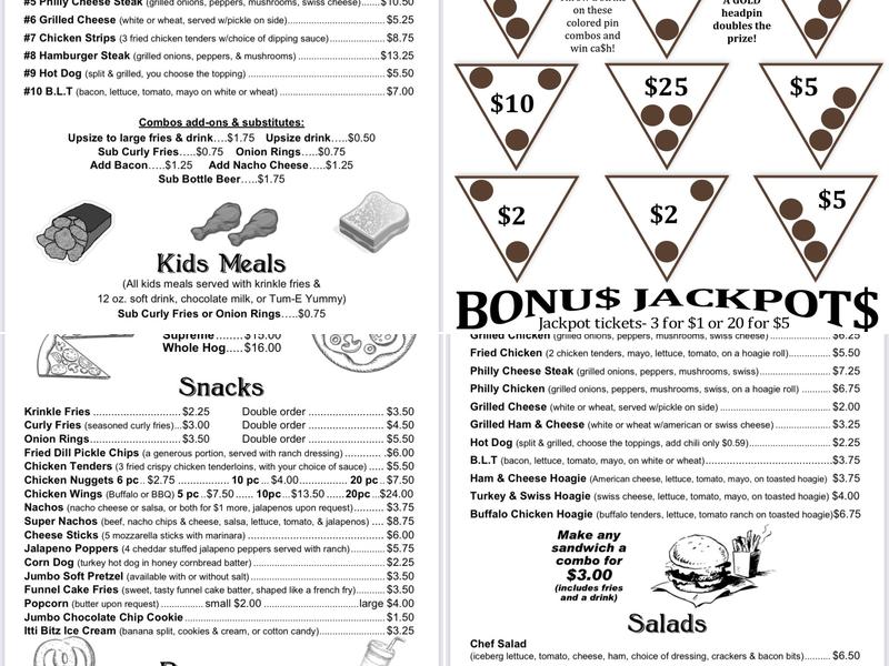 Tullahoma Bowling Lanes Menu