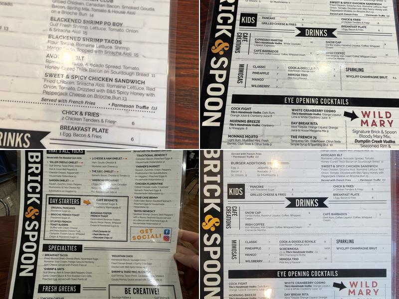 Brick and Spoon - Pigeon Forge Menu