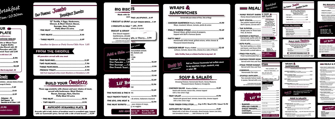 Buff's Menu