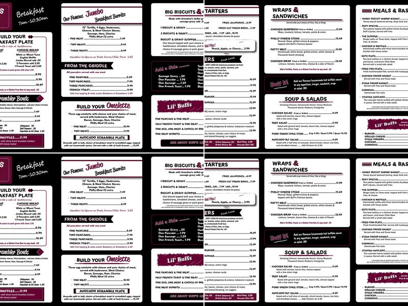 Buff's Menu